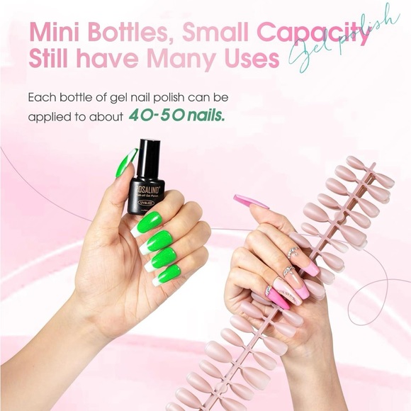 ROSALIND 30PCS Gel Nail Set, Base, Glossy, Matte, Top, Glitter Dark Nude Gel Kit - Picture 3 of 8